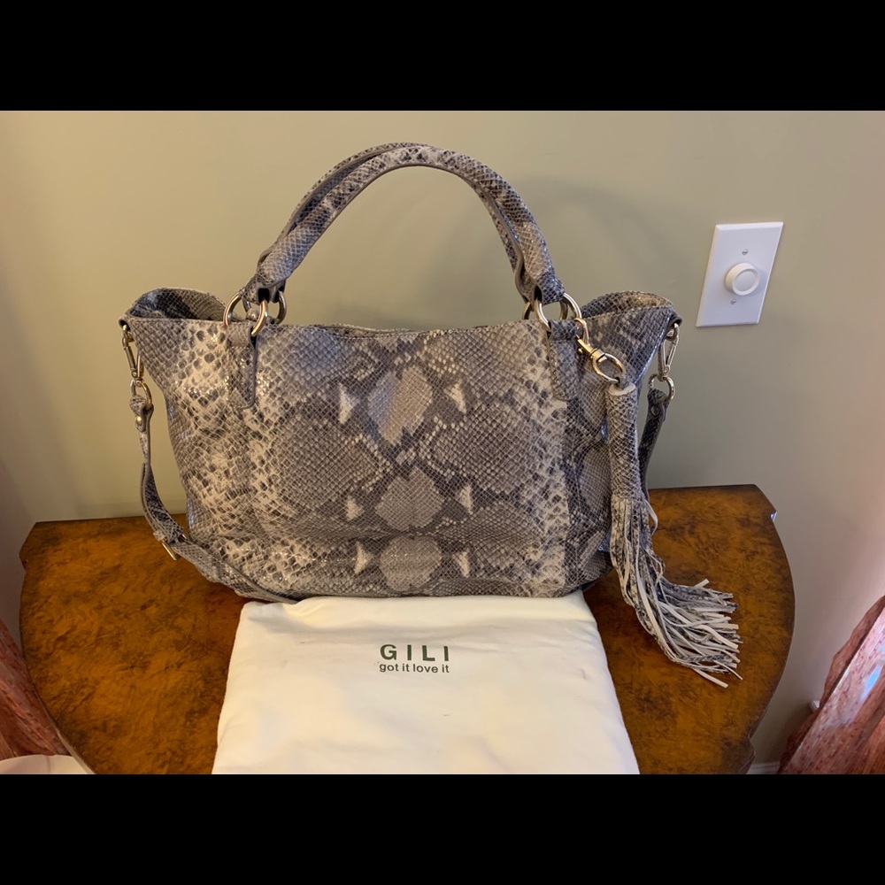 GILI Snake-Skin Leather Tote